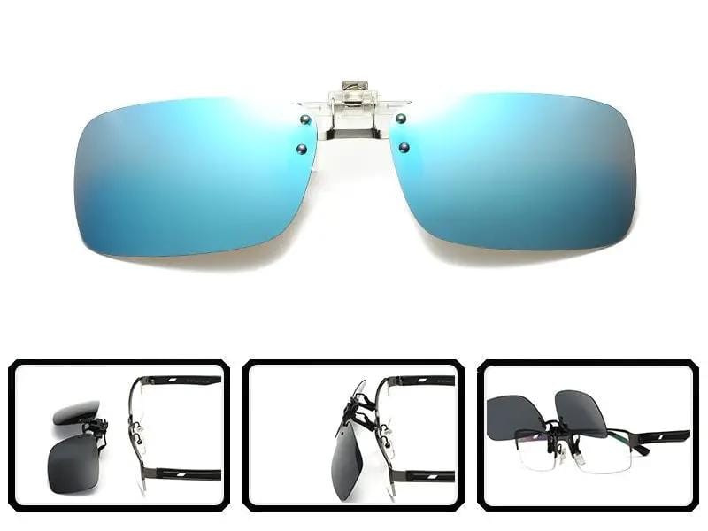 dealonline.co.nz dealonlinenz Polarized Sunglasses Clip - BLUE Polarized Clip On Sunglasses For Glasses Blue Lenses