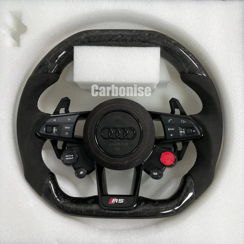 Audi Steering Wheel (Forged Carbon Fiber+Alcantara) R8 Style #03 by CARBONISE