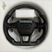 Audi Steering Wheel (Matte Carbon Fiber +Perforated Leather) #20 by CARBONISE