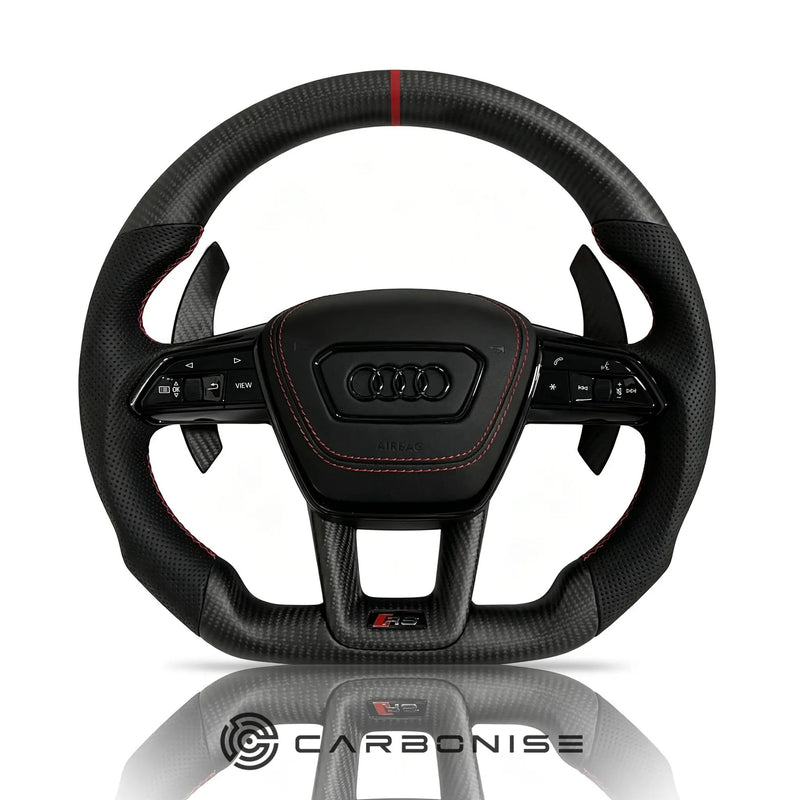 Audi Steering Wheel (Matte Carbon Fiber +Perforated Leather) #20 by CARBONISE