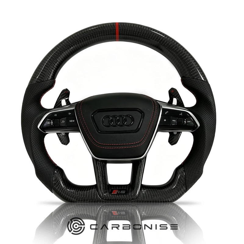 Audi Steering Wheel (Carbon Fiber+Perforated Leather) #22 by CARBONISE