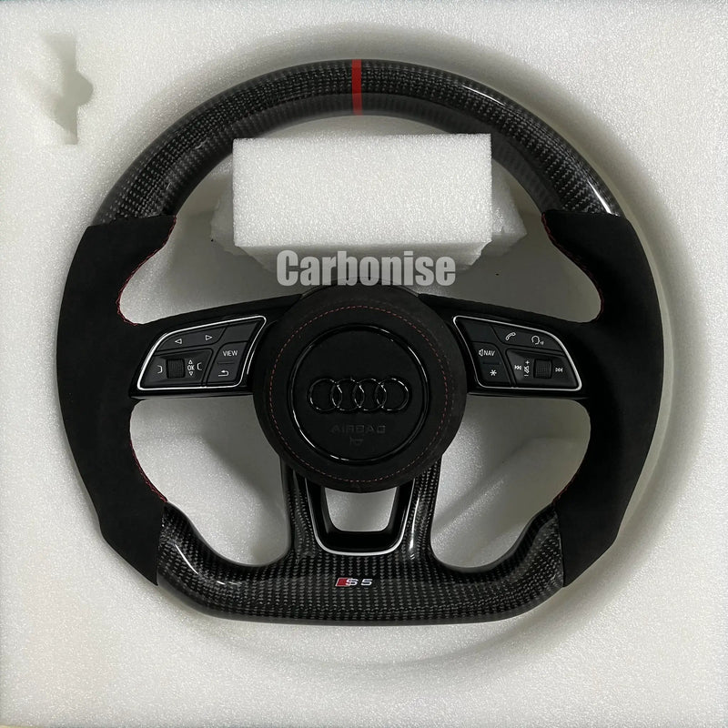 Audi Steering Wheel (Carbon Fiber +Alcantara) #06 by CARBONISE