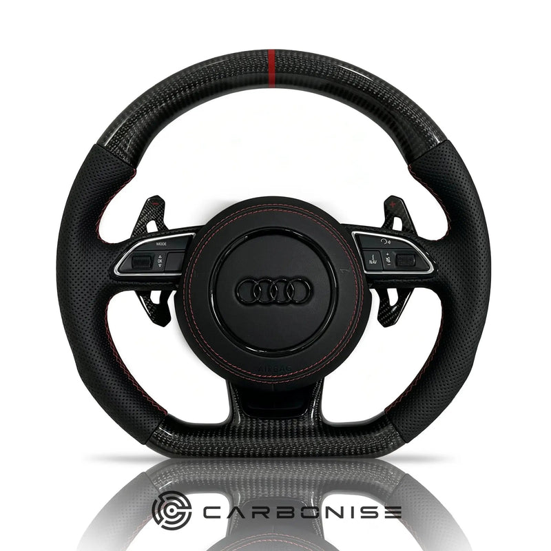 Audi Steering Wheel (Carbon Fiber+Perforated Leather) #01 by CARBONISE
