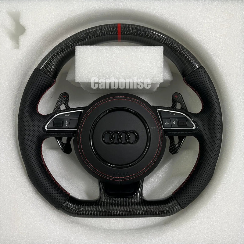 Audi Steering Wheel (Carbon Fiber+Perforated Leather) #01 by CARBONISE