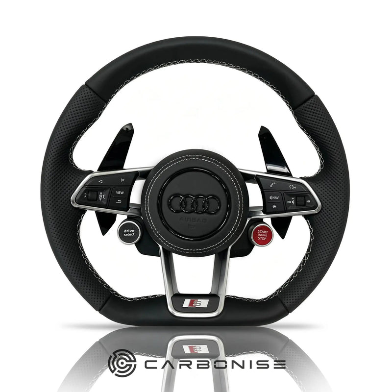 Audi steering wheel (Leather+Perforated Leather) R8 Style #07 by CARBONISE