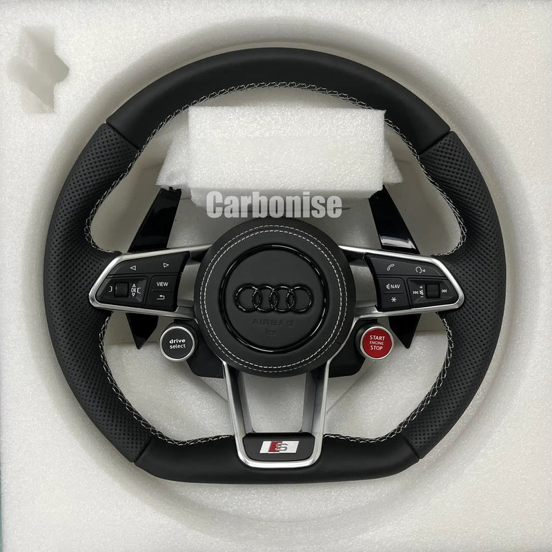 Audi steering wheel (Leather+Perforated Leather) R8 Style #07 by CARBONISE