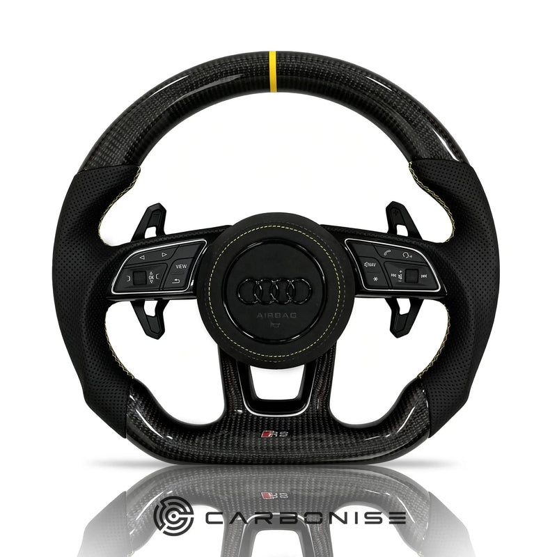 Audi Steering Wheel (Carbon Fiber +Perforated Leather) #09 by CARBONISE