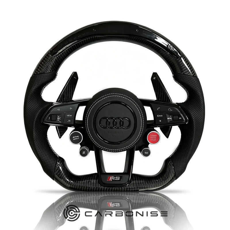 Audi Steering Wheel (Carbon Fiber+Perforated Leather) R8 Style #09 by CARBONISE