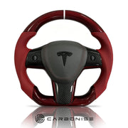 Tesla Steering Wheel(Carbon Fiber+Perforated Leather) #01 by CARBONISE