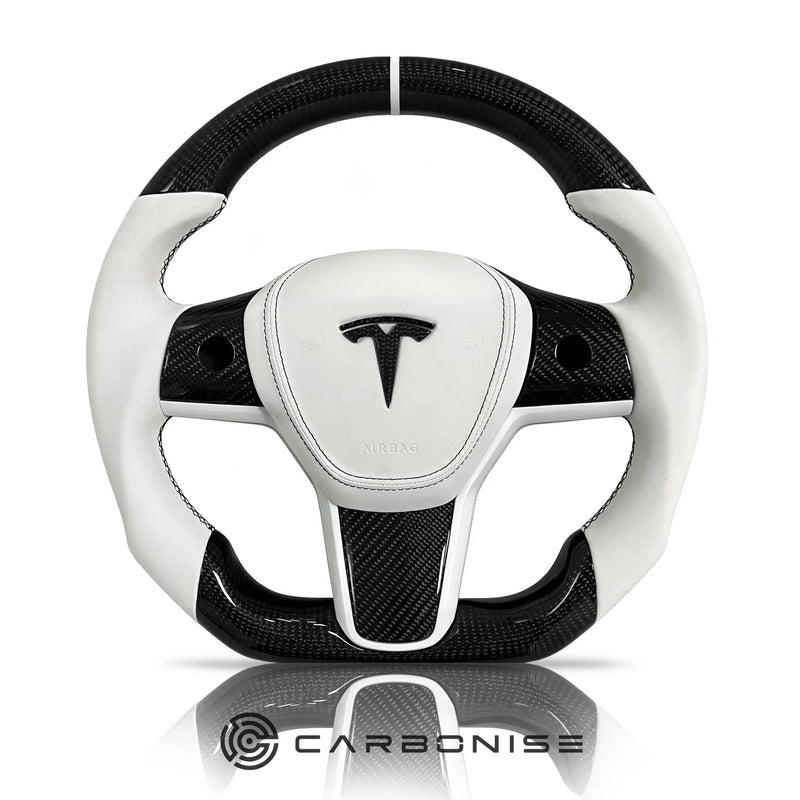 Tesla Steering Wheel (Carbon Fiber+Leather) #02 by CARBONISE
