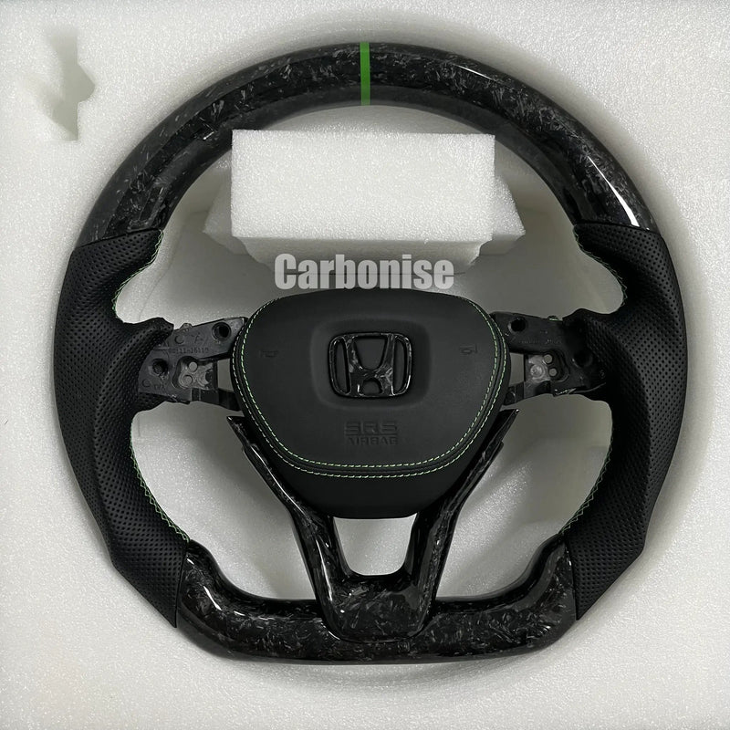 Honda Steering Wheel (Forged Carbon Fiber+Perforated Leather) @4 by CARBONISE