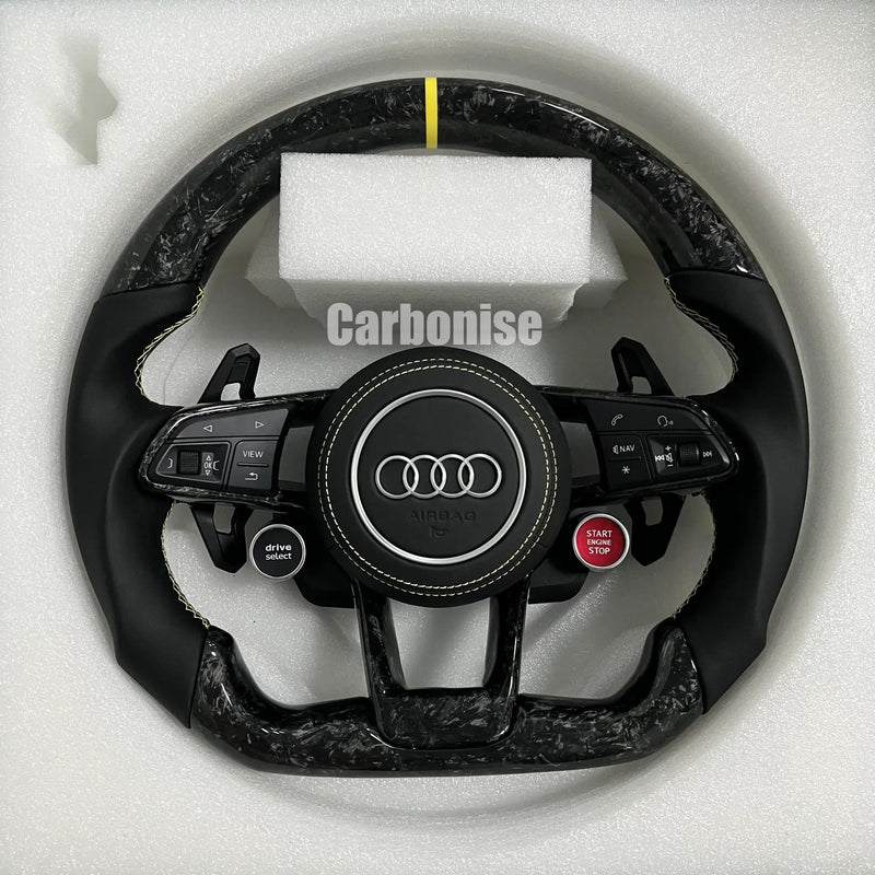 Audi Steering Wheel (Forged Carbon+ Smooth Leather) R8 Style #11 by CARBONISE