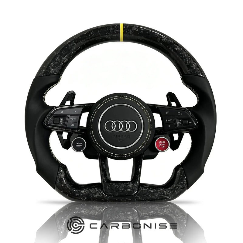 Audi Steering Wheel (Forged Carbon+ Smooth Leather) R8 Style #11 by CARBONISE