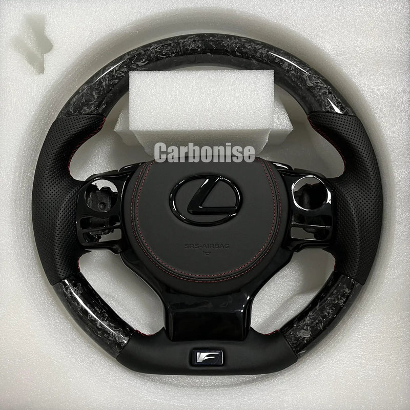 Lexus CT/IS/RC/NX Steering Wheel (Forged Carbon Fiber+Perforated Leather) by CARBONISE