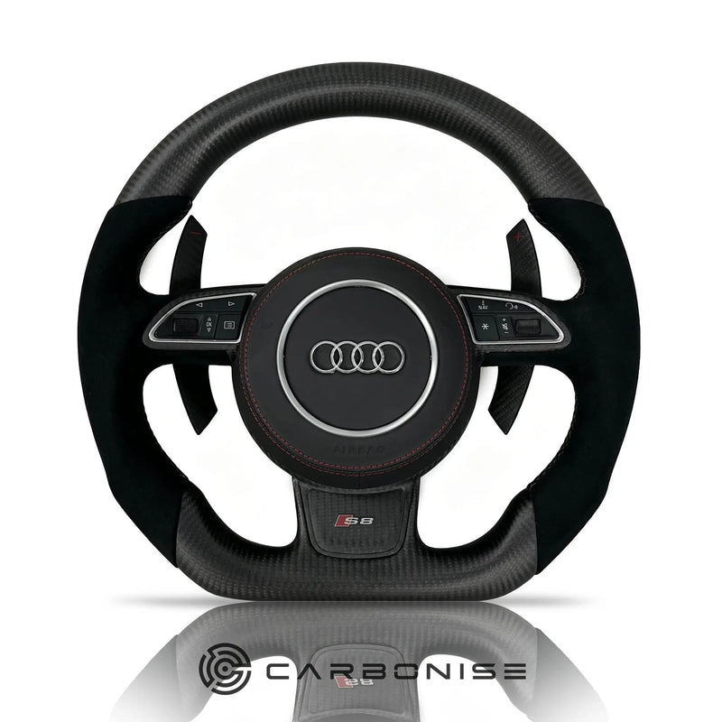Audi Steering Wheel (Matte Carbon Fiber+Alcantara) #02 by CARBONISE