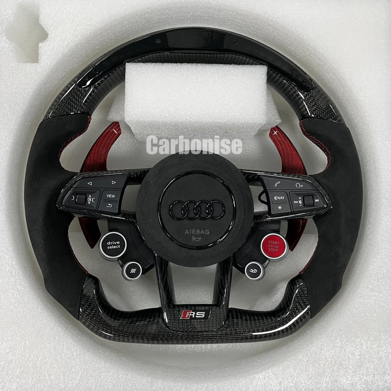 Audi steering wheel (Carbon Fiber+Alcantara)R8 Style #12 by CARBONISE