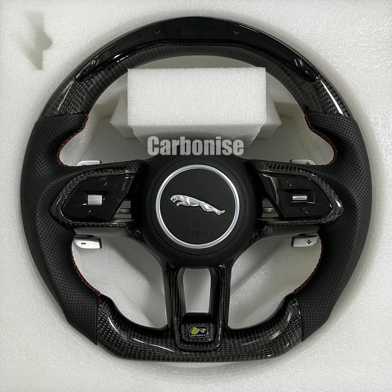 Jaguar Steering Wheel (Carbon Fiber+Perforated Leather) @1 by CARBONISE
