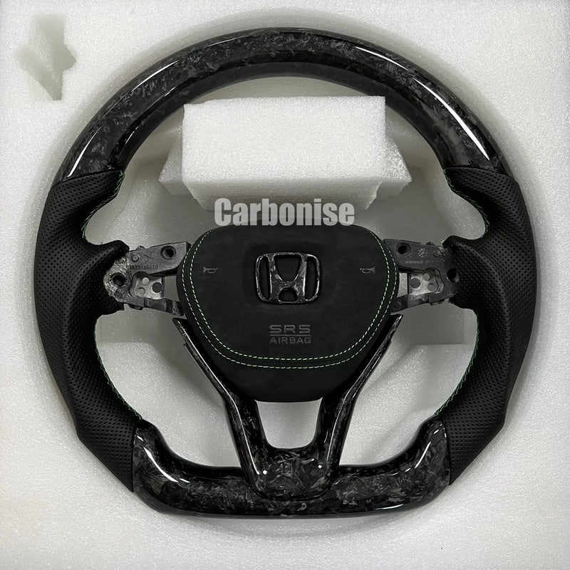 Honda Steering Wheel (Forged Carbon Fiber+Perforated Leather) @3 by CARBONISE