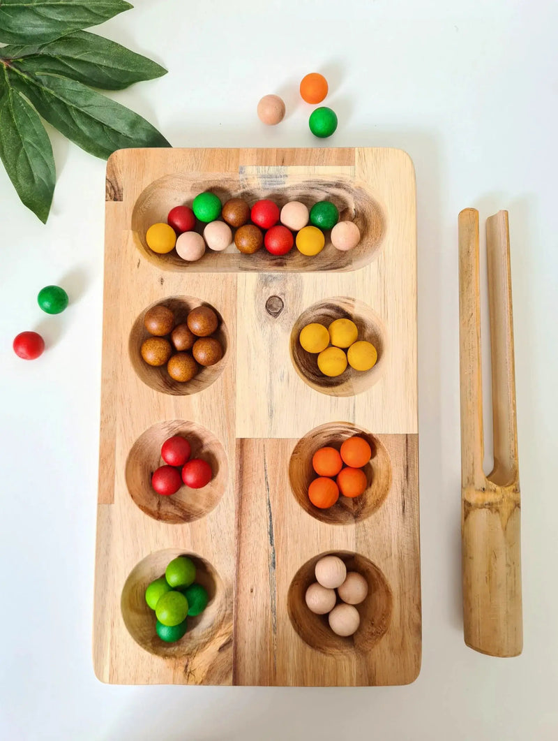 Wooden Montessori Sorting Tray - QToys | Wooden Toys NZ by Curious Moonbeam