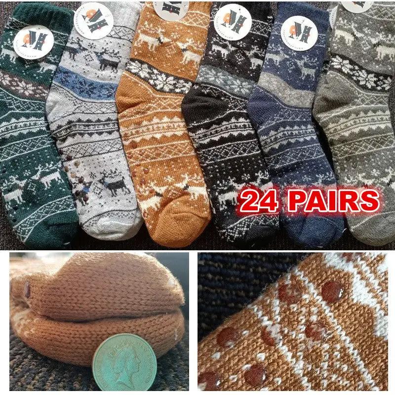 24 Pairs Mens Slipper Fuzzy Socks Winter Super Warm Soft Socks with Grippers by dealonline.co.nz