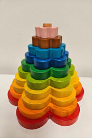 Wooden Rainbow Flower Stacker - QToys | Wooden Toy NZ by Curious Moonbeam