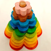 Wooden Rainbow Flower Stacker - QToys | Wooden Toy NZ by Curious Moonbeam