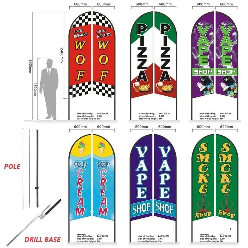 dealonline.co.nz dealonline.co.nz WOF 3.4M SET- Pre-print Double Sided Feather Banner Flag Business Commersial 3M SET WOF 3.4M SET- Pre-print Double Sided Feather Banner Flag Business Commersial 3M SET