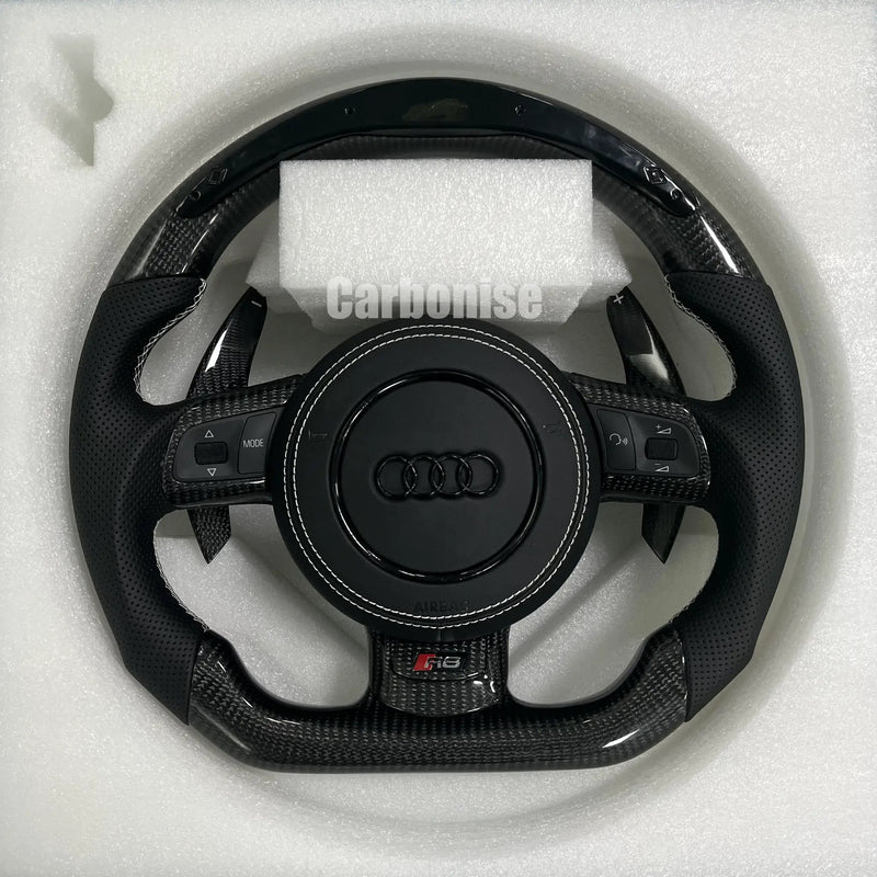 Audi Steering Wheel (Carbon Fiber +Perforated Leather) #04 by CARBONISE