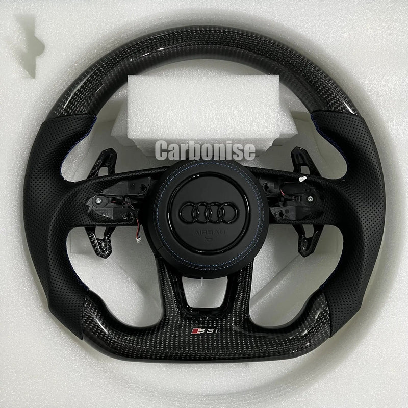 Audi Steering Wheel (Carbon Fiber+Perforated Leather) #15 by CARBONISE