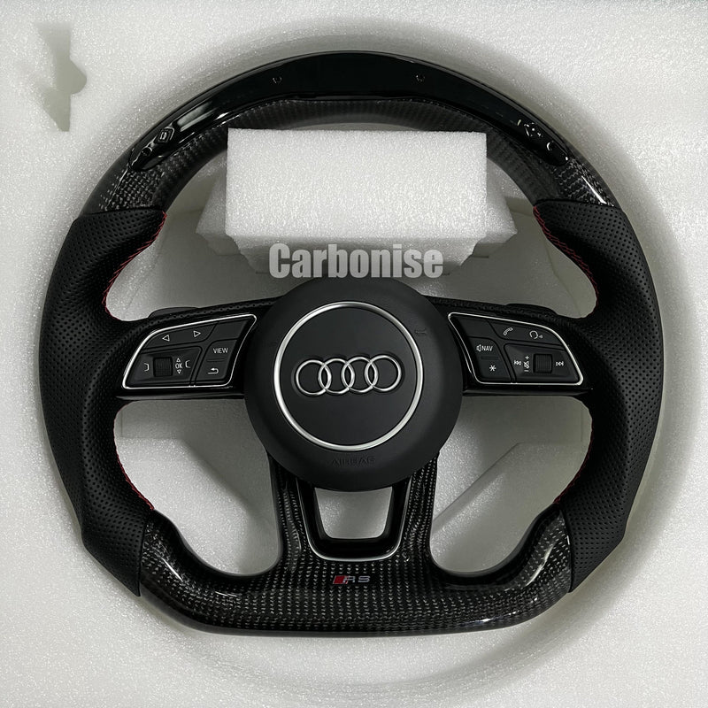 Audi Steering Wheel (Carbon Fiber+Perforated Leather) #16 by CARBONISE