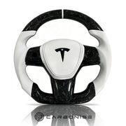 Tesla Steering Wheel (Forged Carbon Fiber+Smooth Leather)#10 by CARBONISE