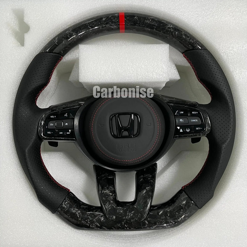 Honda Steering Wheel (Forged Carbon Fiber+Perforated Leather) @5 by CARBONISE