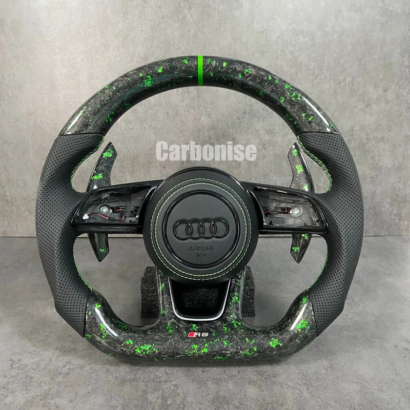 Audi Steering Wheel (Forged Carbon Fiber+Perforated Leather) #17 by CARBONISE