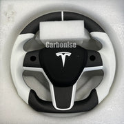 Tesla Steering Wheel (Matte Carbon Fiber+Smooth Leather)#05 by CARBONISE