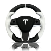 Tesla Steering Wheel (Matte Carbon Fiber+Smooth Leather)#05 by CARBONISE