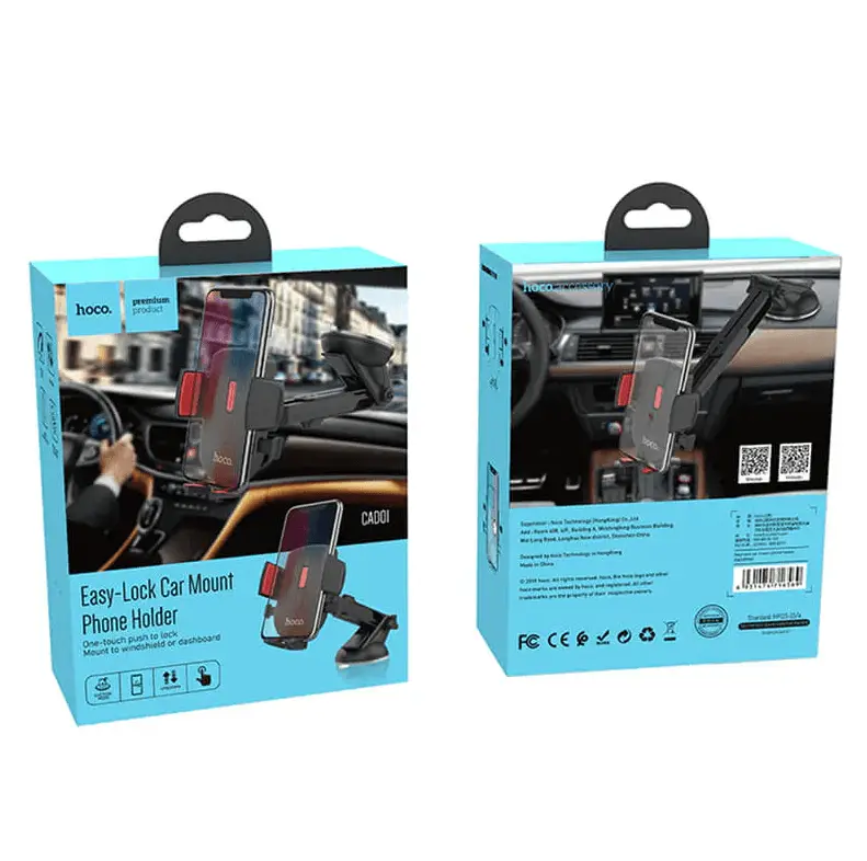 Hoco CAD01 Car Phone Holder – Easy-Lock Dashboard & Windshield Mount by techplus