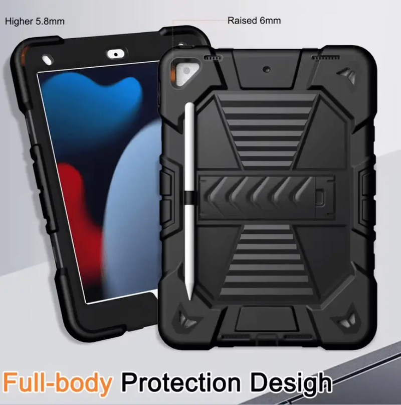 Rugged iPad 10.2 Case (7th/8th/9th Gen) – Shockproof Cover, Stand & Pencil Holder by techplus