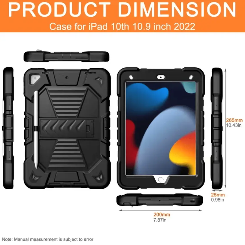Rugged iPad 10.2 Case (7th/8th/9th Gen) – Shockproof Cover, Stand & Pencil Holder by techplus