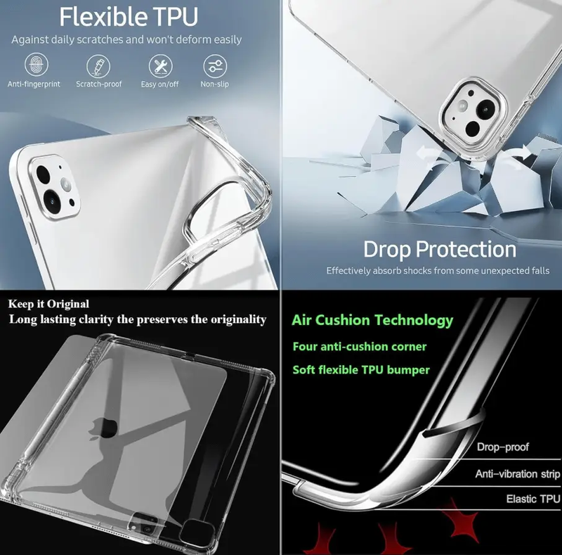 iPad Pro 11 4th Gen 2022 Clear Case – Slim Transparent Cover by techplus