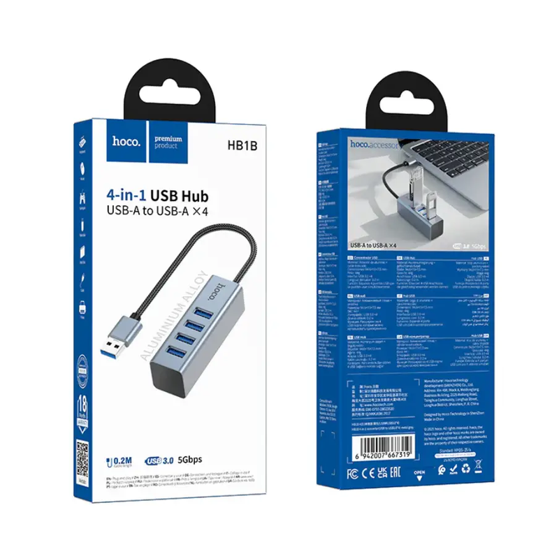 USB A to 4 Port USB 3.0 Expansion Hub 5Gbps (HB1B) by techplus