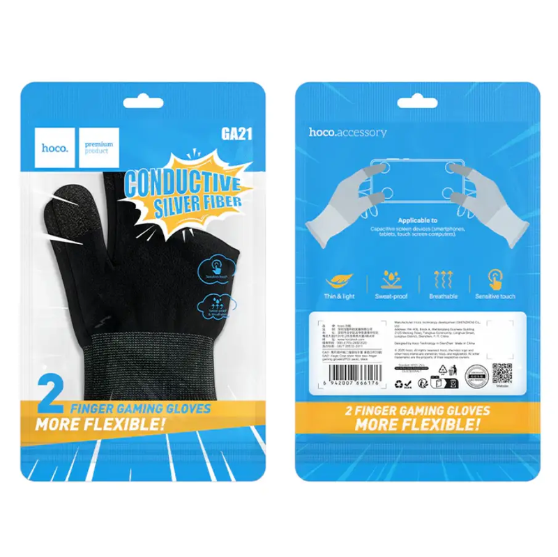 Mobile Gaming Finger Sleeves Silver Fiber (GA21) by techplus
