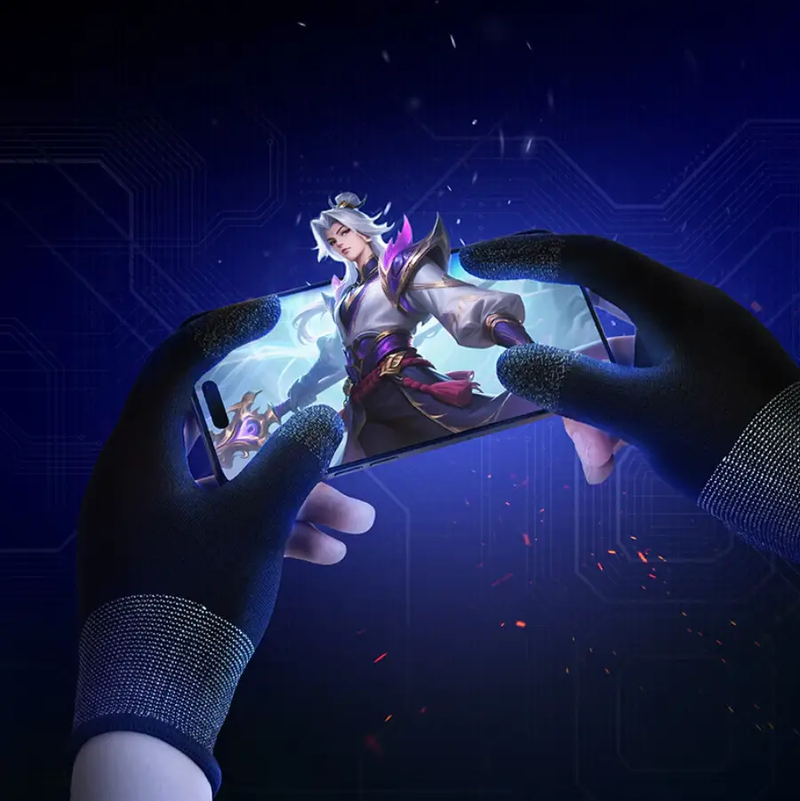 Mobile Gaming Finger Sleeves Silver Fiber (GA21) by techplus