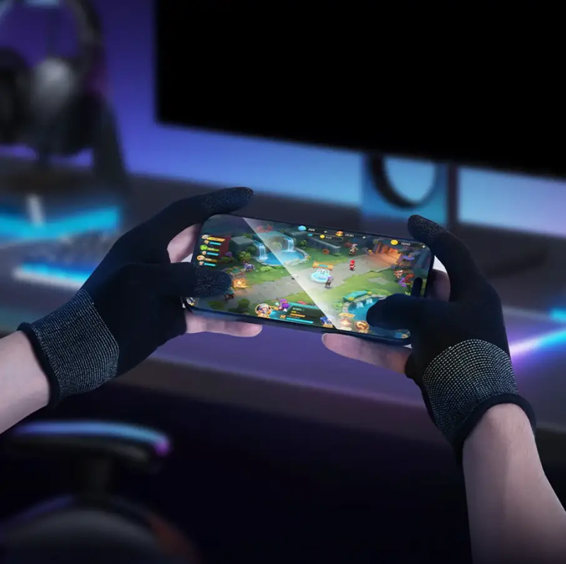 Mobile Gaming Finger Sleeves Silver Fiber (GA21) by techplus