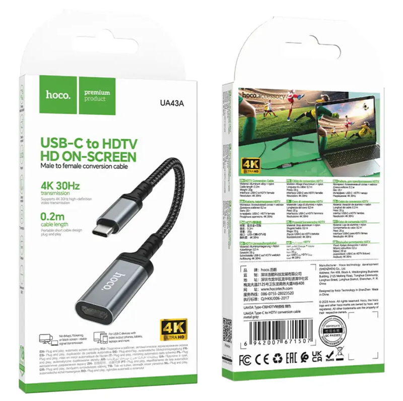 USB C to HDMI Adapter 4K 30Hz UA43A Female HDMI by techplus