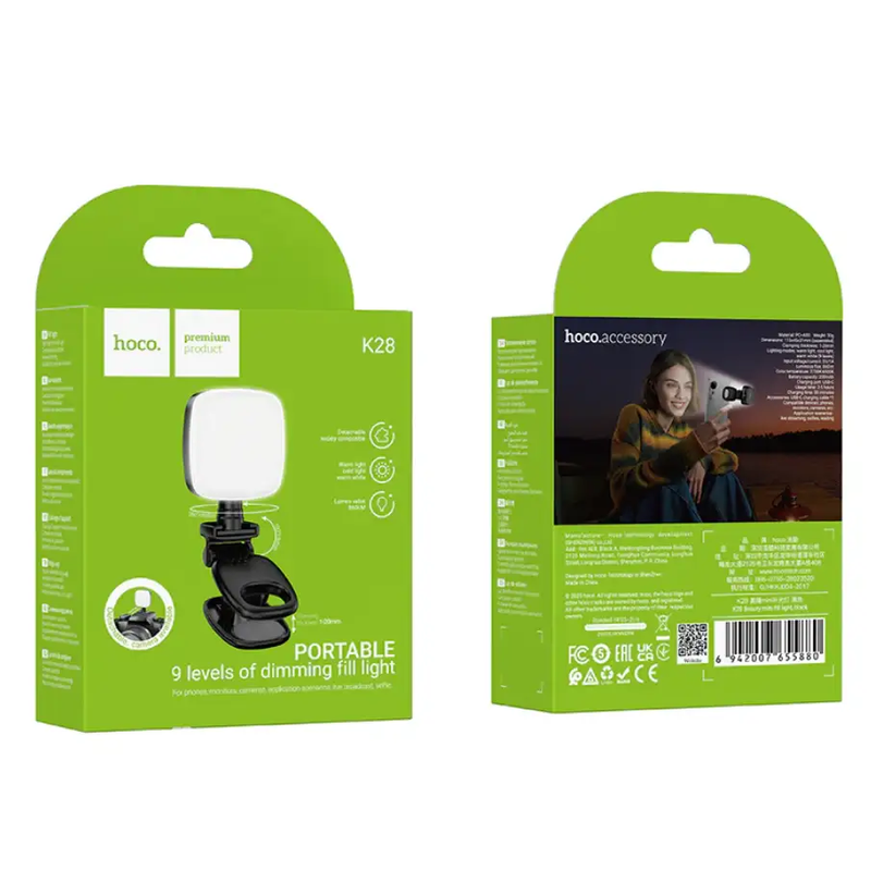 Hoco Portable Mini LED Fill Light Clip On 9 Level (K28) by techplus