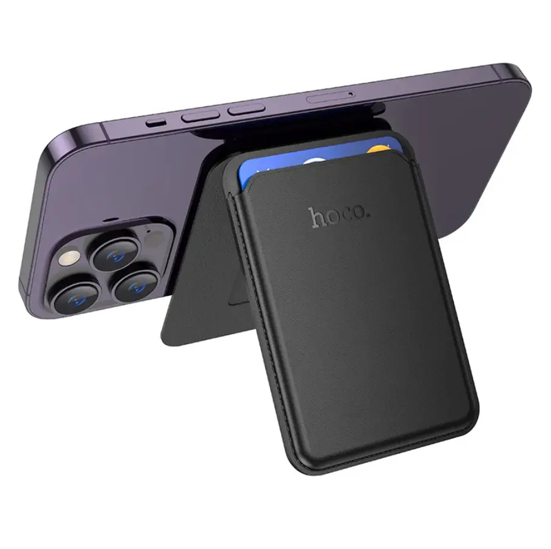 Hoco Leather Magnetic Card Holder With MagSafe (DLB02) by techplus