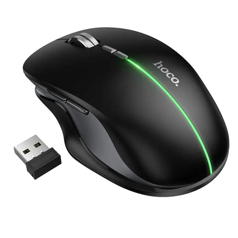 Wireless Mouse Dual Mode Bluetooth LED Rechargeable (GM40) Black by techplus