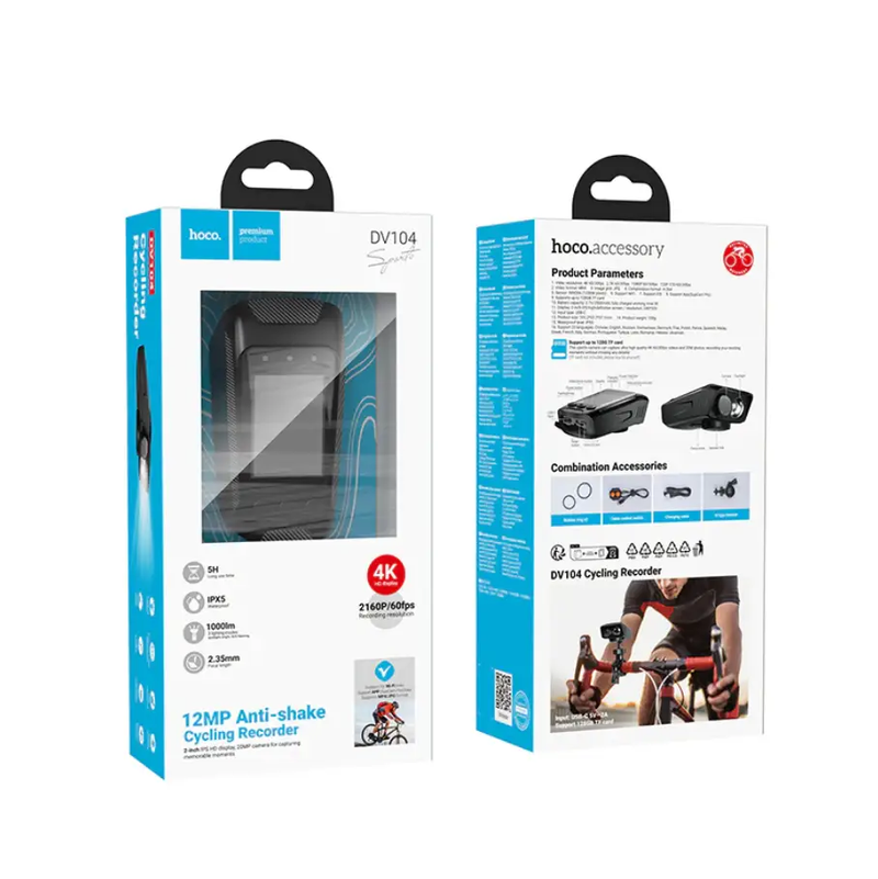 Hoco 4K Bike Dash Cam 2160P 60FPS Waterproof Camera (DV104) by techplus
