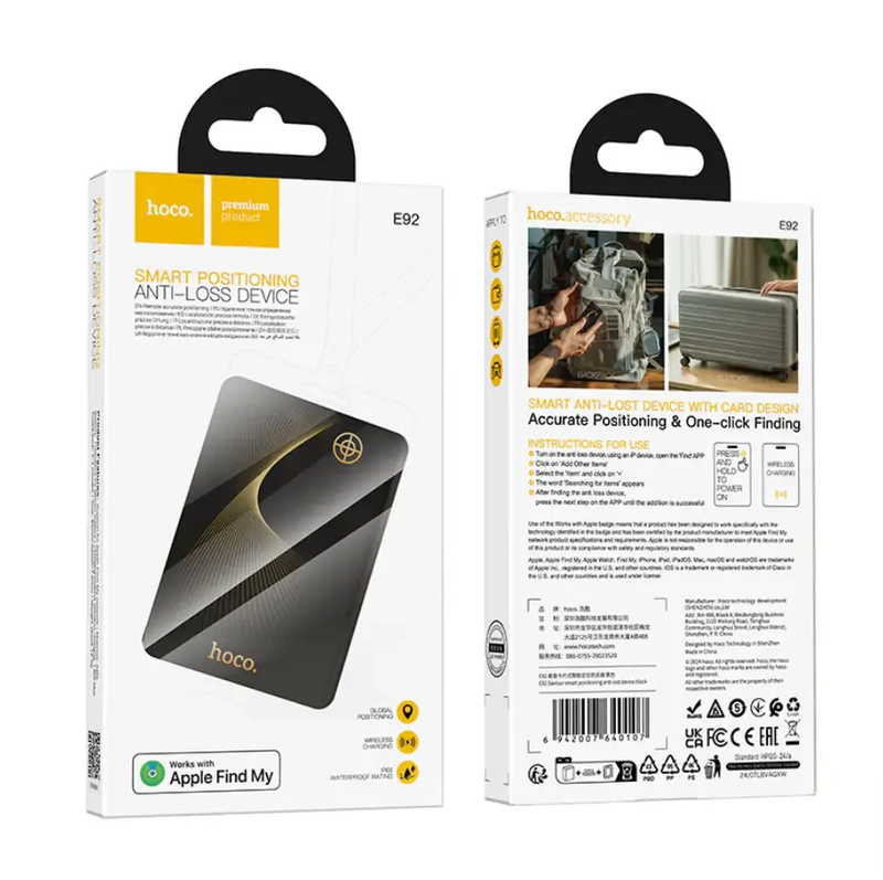 Hoco Smart Wireless Tracker Card & Wireless Charging (E92) by techplus