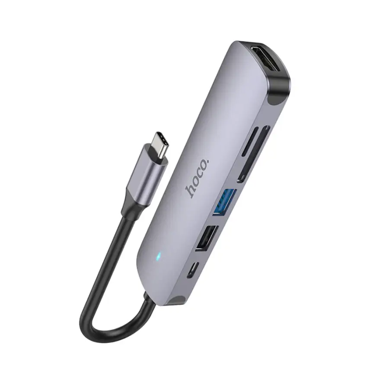 Hoco PD 100W USB-C Multi Function 6 in 1 Adapter Hub (HB28) by techplus